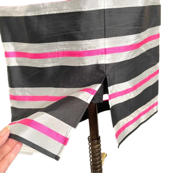 Halogen Black Silver Pink Striped Taffeta Pencil Skirt - 6/S - Picture 6 of 10